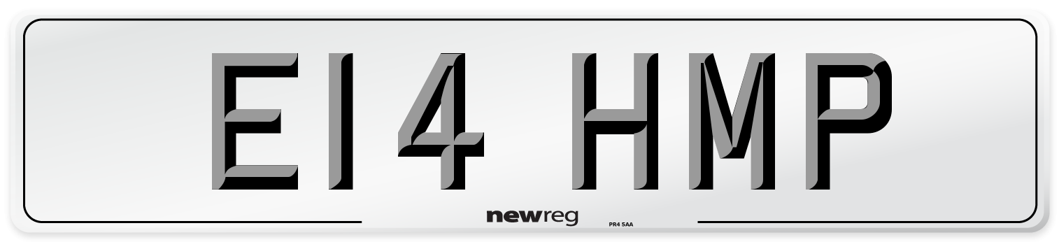 E14 HMP Number Plate from New Reg